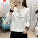 Frühling langärmelisches Top für Frauen 2025 Neue Kleidung für Frauen koreanischer Stil loser und vielseitiger Frauen Frühlings- und Herbst-T-Shirt-Basis-Hemd Aprikosenfarbe 6187 m für 85-100 Jin [Jin ist 0,5 kg]