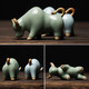 Qianyi tea pet cow ornaments twelve zodiac signs bullish tea play Ruyao open piece tea pet tea table accessories pouring tea animals Ruyao cow (bean green)