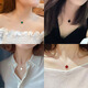 18K gold four-leaf clover pendant necklace women's high version 18K rose gold mother-of-pearl clavicle chain 999 medium necklace - yellow gold red agate