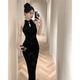 Yujiyu black skirt small evening dress banquet dress slim fishtail cheongsam dress black S recommended 80-93Jin Jin equals 0.5 kg