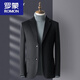 ROMON Men's Woolen Suit Autumn and Winter Small Suit Wool Short Jacket Slim-fitting Korean Style Warmth 1901 Burgundy/Dark (Back Center Slit) 52/XL