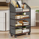 Julihui workstation storage rack removable multi-layer book and file organization desk simple storage rack desk simple bookshelf black teak board with wheels