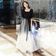Li Baixin banquet evening dress female adult student art exam new black long temperament host choir performance dress black S recommended 85-90Jin Jin equals 0.5 kg