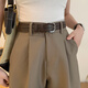 Tenggexiang women's belt, all-match belt, women's casual full hole pin buckle waist decoration without hole hole denim exterior decorative belt, coffee color