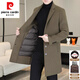 Pierre Cardin goose down lining wool double-sided woolen coat men's thickened woolen coat men's autumn and winter mid-length cashmere windbreaker khaki MN5582 suit collar wool double-sided woolen coat 3XL (155-165Jin Jin equals 0.5kg)
