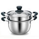 Hong Zhengying thickened stainless steel small steamer mini soup pot milk noodle pot food supplement 24CM thickened with steaming grid (double handle)