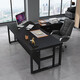 Rusen Office Boss Desk Manager Desk Leadership Office Desk and Chair Combination Modern Simple Single Computer Desk Black Frame + Golden Oak Color 160*60 Table + Side Cabinet
