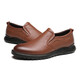 [Top-Layer-Cowide] Red Liblefly Lederschuhe Herren-Slip Business Casual Herren Schuhe weicher Sohle bequemer mittleren und älteren Vaters Schuhe mit Fleece WTA9710 Fleece Brown Sleeve 38