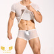 Jiyu sexy thong men's sexy underwear breathable masculine styling mesh suit body mesh S white