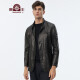 Beast King leather jacket men's genuine leather goatskin men's short single leather leather jacket lapel middle-aged thin leather jacket style men's jacket 2210100116 black 48 (170/92A)