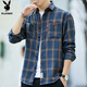 Playboy (PLAYBOY) long-sleeved shirt men's loose autumn and winter trendy plaid shirt men's casual shirt jacket yellow XL