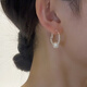 Old silversmith light luxury pearl broken silver hoop earrings 925 silver needle-like temperament earrings and ear buckles to show face and slim ear jewelry broken silver pearl earrings