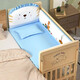 Xiaobeiler Baby Kinderbett massive hölzfarbene, bewegliche Spleißbabybett verstellbare Multifunktions-Neugeborenen BB Shaker Massivholzbett + braune Matte + Fünf-Tiefe-Set (Farbvorbereitung) Einschichtiges großes Bett (102/60) 0-3 Jahre alt