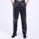 Chengmo Oil Leather Pants PU Work Clothes Leather Pants Men's Windproof Slaughterhouse Loose Leather Anti-splash Waterproof Versatile Cycling Takeout Pants Black Leather Pants (PU Thin Style) 2XL (Recommended 125-160Jin Jin equals 0.5kg)