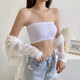 Summer strapless bandeau one-piece one-piece bottoming anti-exposure white thin student underwear women's short bra white + black (2 pieces) plus size (120-180 Jin Jin equals 0.5 kg can be worn) without pad