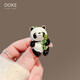 WOUG Chinese style red panda brooch, cute niche brooch for men and women, high-end corsage rising steadily, bamboo panda brooch