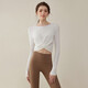 LULU CENTURY yoga clothing set for women, fashionable Pilates training clothing, fitness running sports, quick-drying breathable long-sleeved tops for women, white tops M
