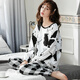 Chiutse Pajamas Spring y Autumn Spring y Autumn Cotton Pure Storeved Student Lindo Versión coreana para la ropa para el hogar de otoño e invierno al aire libre Set gris skm6227 2xl (recomendado 130-145 Jin [Jin equivale a 0.5 kg])