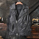 Lee dprre vest cowhide leather jacket men's short cycling heavy motorcycle leather vest trendy black 3XL
