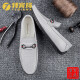 Turbinma brand Doudou shoes men's trendy brand business casual leather shoes young urban fashion elegant cowhide loafers white breathable wear-resistant high-end soft sole all-season shoes 37