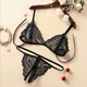 Open three-point super lace underwear two-piece set thong transparent temptation couple products red open set one size 7099 Jin Jin equals 0.5 kg