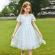 ASK JUNIOR Girls Dress Summer Thin Children's Skirt Classic Fashion Mesh Princess Dress Blue 120