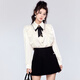 Fantu Fantu 2024 autumn new style French retro small fragrance bow long-sleeved shirt beige shirt M