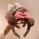 Youfang Cute Bear Ears Headband Bow Knot Plush Autumn and Winter Headband Face Wash Makeup Pressed Hair Headband Cartoon Hairpin Plush Red Bow Knot 1 Pack