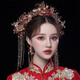 Haiyiduo bridal hair accessories, Xiuhe clothing headdress, wedding bride's tassel step, phoenix crown, Chinese wedding dressing gown, elegant and beautiful, model headdress set + ear hook style