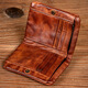 Slow Time Retro Handmade Genuine Leather Wallet Men's Driving Document Bag First Layer Vegetable Tanned Cowhide Short Wallet Multifunctional Card Holder Light Brown