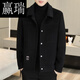 La chaqueta de lana de Yingrui para la chaqueta corta de la solapa engrosada para hombres se puede quitar de la chaqueta 2308 caqui (a doble cara) XL recomendado 130-145 Jin [Jin iguala 0.5 kg]