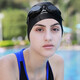 Li Ning (LI-NING) swimming cap, waterproof ear protection, comfortable long hair silicone swimming cap for men and women, adult professional training silicone swimming cap, cloth cap black