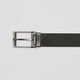 BURBERRY Gift Men's Reversible Charcoal Gray Plaid and Leather Pin Buckle Belt
