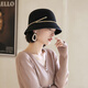 Light luxury brand, star Internet celebrity same style, new French woolen felt hat for women, autumn and winter wool fisherman hat, women's winter British retro versatile shaped basin hat, black, adjustable M (55-58cm)