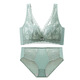 Admire Autumn and Summer New Style Wireless Small Breasts Show Big Push Up Adjustable Lace Top Supporting Secondary Breast Underwear Women's Bra Set Green Set 85B 38