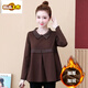 初径长袖T恤春秋款韩版宽松减龄休闲大码女装遮肚显瘦洋气打底衫上衣 咖啡色【春秋款9767】 4XL 【145-160斤】