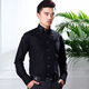 Simple direction spring and summer shirt men's long-sleeved shirt New Year fashion high-neck large collar diamond button trendy men's lining black double-layer collar 9215 38 S
