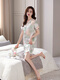 Zhenyunyuan ice silk nightgown for women in summer 2025 new summer emulation silk short-sleeved long pajamas for women pregnant mother dress 9921 M