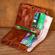 Slow Time Retro Handmade Genuine Leather Wallet Men's Driving Document Bag First Layer Vegetable Tanned Cowhide Short Wallet Multifunctional Card Holder Light Brown