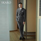 SKARO Australian MERINO wool double-breasted suit suit men's business slim gray striped suit Gray striped SKG1131 size 42 top and trousers size please note