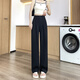 Jingluo schmale Version Eisseide Weitbeinhose für Frauen Sommer dünne hohe Taille Drape gerade-leg-Anzughose für Frauen loser schlanker Freizeithosen YMS9221 Milchbraun (verlängerter Stil) m