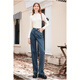 Betu women's autumn and winter new jeans slimming high waist wide leg gradient raw edge jeans 2310D07 denim color M