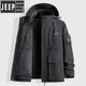 JEEP SPIRIT Jeep Jacket Men's Winter Three-in-One Detachable Charge Windbreaker Plus Velvet Thickened Warm Loose Casual Jacket Army Green 3XL Recommended 150-165Jin Jin equals about 0.5 kg
