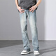 Jeans Men's American High Street Retro Denim 2025 NUEVA SUPRINGA Y SUMER A SUMPRESA Marca Straight-Tire Light-Flare Casual Long pantalones 9901 Blue L