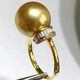 Junso Pearl South Sea Gold Beads South Sea Gold Beads Pendant Perfect Round 14mm Single Pearl Necklace Ring Temperament Simple Queen Pearl Set Ring + Pendant