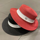 
Rogosky counter trendy Korean version ins pearl M-label flat top hat spring and summer English versatile fashion sun protection straw woven hat women light luxury original milky white pearl M-label ribbon straw hat M (56-58cm)