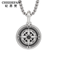 Ji Sifan Light Luxury Compass Silver Necklace Men's Trendy Retro Style Personalized Hip-Hop Pendant Accessories as a Valentine's Day Gift for Your Boyfriend Silver Compass Pendant + Hexagonal Silver Chain 65cm