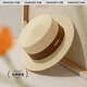 FANCET flat top straw hat women spring and summer light luxury elegant sun hat beach vacation beach sun hat Japanese straw woven hat
