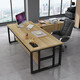 Rusen Office Boss Desk Manager Desk Leadership Office Desk and Chair Combination Modern Simple Single Computer Desk Black Frame + Golden Oak Color 160*60 Table + Side Cabinet