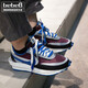 Nike (Nike) [Strictly Selectly Selectly Good Products] Nike Sacai X Nike Ldv Waffle Zapatos de tres partes de tres partes Sports Running Zapatos de gris negro y azul DJ4877-600 40.5